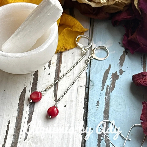 Alquimia by Ady Red and Silver Earrings - Picture 1 of 4